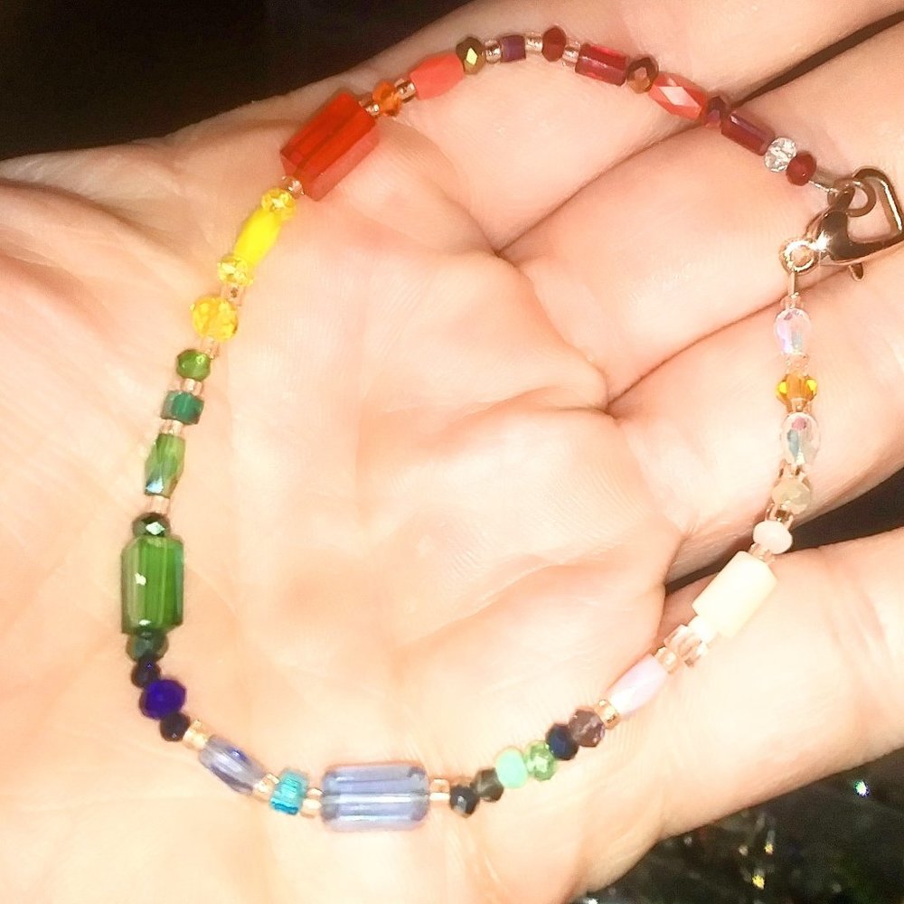 Beaded rainbow natural stones bracelet